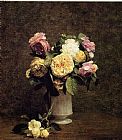 Roses in a White Porcelin Vase by Henri Fantin-Latour